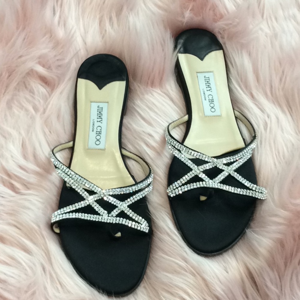Jimmy Choo flat rhinestone sandals 39 1/2